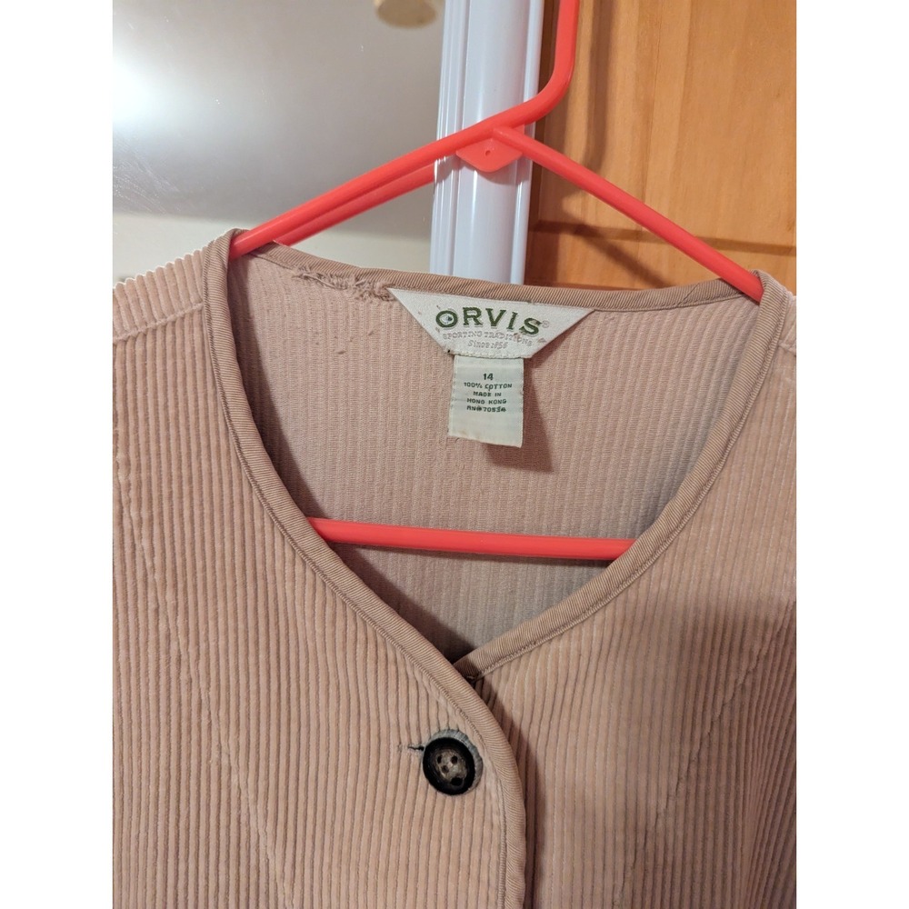 Orvis Jacket Womens 14 Tan Vintage Corduroy Button Front 2PC Set High Waist Pant - Picture 3 of 16